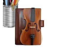 Générique Carnet Cuir - Journal Vintage Motif Violon - Agenda en PU Cuir pour Étudiant, Professeur, Université, Recettes, Professionnel
