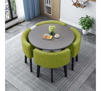 Générique Carré Round Conference Table Ronde avec 4 Chaises à Dossier en 5 Pièces Table Chaise Encastrable Convient for la Cuisine,032,90cm/35.4in