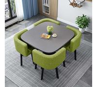 Générique Carré Round Conference Table Table Ronde avec 4 Chaises Table Salon Manger Ensembles de Chaises à Dossier en 5 Pièces Table Chaise Encastrable Convient for la Cuisine,S,90cm/35.4in