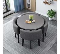 Générique Carré Round Conference Table Table Ronde avec 4 Chaises Table Salon Manger Ensembles de Chaises à Dossier en 5 Pièces Table Chaise Encastrable Convient for la Cuisine,030,90cm/35.4in