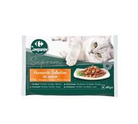 Générique Carrefour COMPANINO - Pâtée Gourmande pour Chat, Sauce Bœuf & Canard, Texture Effilée Savoureuse, 4x85g - Lot De 4