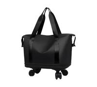 Générique Carry on Bag with Wheels, Foldable Rolling Suitcase Pack, Wet and Dry Separation Travel Bags, Space-Saving Convenient 360° Swivel Wheels for Shopping, Vacation, Black Pinks