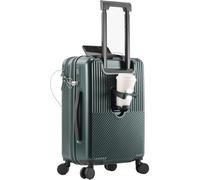 Générique Carry on Luggage 22x14x9 Airline Approved - Front Opening Design- Can Hold a 15.4-inch Laptop, Lightweight Suitcase for Business Travel & Weekend Getaways (Greener)