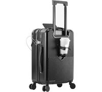 Générique Carry on Luggage 22x14x9 Airline Approved - Front Opening Design- Can Hold a 15.4-inch Laptop, Lightweight Suitcase for Business Travel & Weekend Getaways (Black)