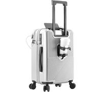 Générique Carry on Luggage 22x14x9 Airline Approved - Front Opening Design- Can Hold a 15.4-inch Laptop, Lightweight Suitcase for Business Travel & Weekend Getaways (Silver)