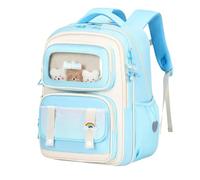 Générique Cartable fille primaire cp ce1, sac a dos fille primaire kawaii transparent Cute Animal, Sacs d'école Multi-poches mignon Cartables Scolaires Grande Capacité avec sangle (Blue, One Size)