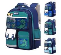 Générique Cartable fille primaire ergonomique dinosaure sac a dos garcon primaire imperméable Sacs d'école Multi-poches Réfléchissant Cartables Scolaires Grande Capacité avec sangle (Green, One Size)
