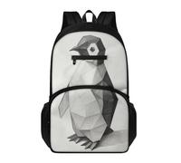 Générique Cartable Garçon Primaire Pinguin Esquisse Blanc Noir Sac à Dos Pour Enfants, Sac D'École Primaire Multi-Compartiments 15.6“ Pc, Ergonomique, Pour 6 a 18 Ans