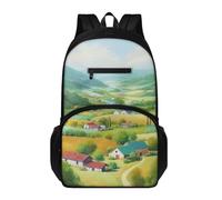 Générique Cartable Garçon Primaire Vertes Collines Rouges Sac à Dos Pour Enfants, Sac D'École Primaire Multi-Compartiments 15.6“ Pc, Ergonomique, Pour 6 a 18 Ans