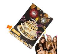 Générique Carte Anniversaire 3D Musicale - CarteJoyeux Anniversaire Avec Bougie LED Soufflante, CarteVœux Lumineuse Avec Chanson Happy Birthday, Carte Design Avec Message Personnalisable | Un Cadeau