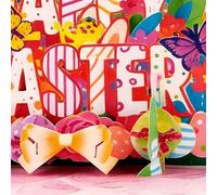 Générique Carte D'Anniversaire En 3D | Souvenir de Pâques en 3D Oeuf et Lapin,Carte de Remerciement pour la Fête de Pâques,pour l'Entourage Amis Famille et Enseignants