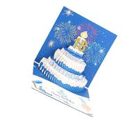 Générique Carte de célébration d ' anniversaire 3D créative, carte de gâteau d ' anniversaire Popup colorée en 3D avec enveloppe de vœux, modèles de gâteaux colorés
