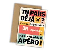 Générique Carte de Départ avec Enveloppe Kraft - format A6 - (Version APERO) pour collègue ou autre départ adapté