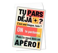 Générique Carte de départ collègue grand format humoristique - Taille XXL A4 - Verso vierge pour messages personnalisés - Avec enveloppe blanche A4 incluse