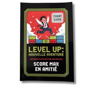 Générique Carte de Départ Geek 'Level Up', Design Jeu Vidéo 8-bit, avec Enveloppe Kraft