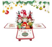 Générique Carte de Vœux Noël | Carte De Vœux 3D Avec Lutin Et Sapin Lumineux Et Musical,Décor de Table Hivernal Amusant pour Maison Bureau Fête Adultes