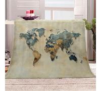 Générique Carte du Monde De Style Rétro Manta de franela 3D Suave - Cubre Sofá/Cama 220x240 cm,Histoire Et Art Estampado 3D Ultrarealista,Polar Caliente,Lavable,Hogar/Dormitorio