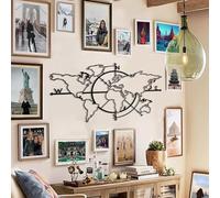 Générique Carte du Monde en métal avec Boussole, décoration Murale en métal représentant Un Avion, Carte du Monde avec Boussole, décoration intérieure pour Salon, Chambre, Couloir et escalier, ca