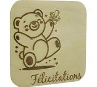 Générique Carte Postale en Bois Gravée - Message d’Amour ou de Félicitations (felicitation)