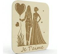 Générique Carte Postale en Bois Gravée - Message d’Amour ou de Félicitations (je t'aime 2)