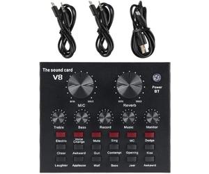 Générique Carte Son en Direct Mixeur Audio Réglable et Changeur de Voix Intégré, Microphone Condensateur 800, Table de Mixage Audio pour Diffusion en Direct et Podcast, Effets Sonores