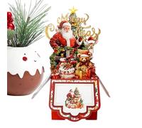 Générique Cartes De Noël 3D Pour,4 Couches Père Noël Rennes Sapin Vœux De Saison - Carte De Fêtes Familiale Avec Enveloppes,Pour La Famille Les Amis Les Les Garçons Et Les Filles Pendant Les