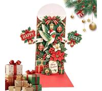 Générique Cartes de Noël 3D Scène festive multicouche à ouvrir, souvenir | Carte de Noël pour argent liquide et enveloppe à billets Pour fille et fils petite amie réunion à la maison étagère StyleC
