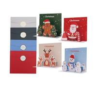 Générique Cartes De Noël | 4 Pièces Père Noël Bonhomme De Neige,Cartes 3D Décorations de Fêtes Art en Papier - Pour Adultes Famille Cadeaux Pour Bas De Cadeaux De Fête Vacances D'Hiver