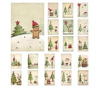 Générique Cartes de Noël Vintage | 20 Cartes Postales de Vœux Festifs | de Vœux Mat pour Famille Fête Travail École | Décoration de Table Quotidienne et Message d'Affection