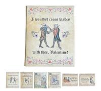 Générique Cartes de Saint-Valentin MéDiéVales avec Enveloppes, Style Manuscrit Enluminé, MèMes de Saint-Valentin MéDiéVaux, Personnages Excentriques, Cartes de Saint-Valentin Humoristiques(Style2)