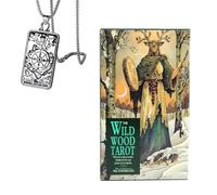 Générique Cartes de Tarot en Bois Sauvage - édition de Poche, Papier cuivre, idéal pour Les débutants, Comprend Cartes et Collier