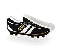 Générique Cartes d'Invitation Anniversaire Football, Design Chaussure à Crampons, Noir et Or Métallique, 19 x 9 cm, Lot de 6 avec Enveloppes, Thème Sport, Anniversaire Fille ou Garçon