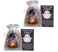 Générique Cartes Ghost Pocket, Pocket Comfort Ghosts, Cute Pockets Hug Ghost avec carte d'encouragement, jeton de soutien émotionnel, petit souvenir décoratif (A *2)