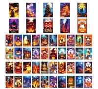 Générique Cartes Postales Halloween Vintage,Cartes De Voeux Halloween | 50X postales d’horreur, postales assorties 4x6 pouces, squelette de citrouille, château fantôme, cartes de notes, cartes d'il