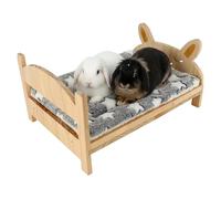 Générique Cartoon Bunny Bed, Tiny Pet Habitat, 14.17 inch Wooden Detachable Cat Cushion with Plush Mat, Small Animal Bed, Indoor Pet Accessory with Soft Design, Cage Tool for Hedgehogs Ferrets