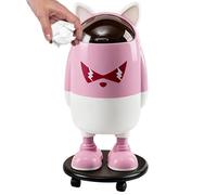 Générique Cartoon Kitchen Trash Can, 24.6 Inch Waste Basket with Wheels, Tall Bin with Lid Build, Funny Decorative Trash Can, Sanitation Tool with Whimsical Style, Decor for Home and Dorm