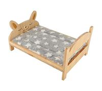 Générique Cartoon Pet Bed - Wooden Habitat 36x26.5cm, Soft Detachable Mat, Plush Nest | Ferret Squirrel Hedgehog Chinchilla Hamster Glider Cage Indoor Home Apartment Rest Relax Comfort Space