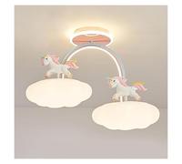Générique Cartoon Pink Chandelier Cloud Shaped Kids Lamp Rainbow Flush Mount Ceiling Light for Bedroom And Study Room Girls Room