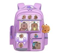 Générique Cartoon sac à dos Capybara Schoolbag, Capybara Schoolbag, sac à dos de grande capacité, avec charme de cartes, fournitures scolaires pour les enfant