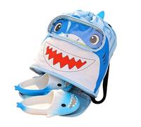 Générique Cartoon Shark Swim Gear Bag With Drawstring For Pool Essentials | Kids Beach Bag for Summer Camping Pool Swimwear Towels Water Bottles Sunscreen Clothes Toys
