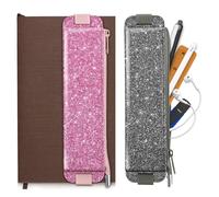 Générique CASEBOT Lot de 2 Porte-Styles élastiques pour cahiers, étui en Cuir avec Fermeture éclair, Bande élastique pour Bible, agendas, tablettes (Paillettes)