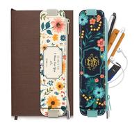 Générique CASEBOT Lot de 2 Porte-Styles élastiques pour cahiers, étui en Cuir avec Fermeture éclair, Bande élastique pour Bible, agendas, tablettes (Abricot & Bleu)