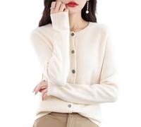 Générique Cashmere Button Front Long Sleeve Cardi, 2026 Cashmere Cardigan Sweaters for Women, Long Sleeve Sweater Cardigan Women (Beige,M)