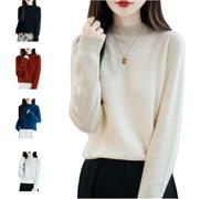 Générique Cashmere Sweaters for Women, 100% Cashmere Turtleneck Crewneck, Wool Seamless Pullover, Fall Winter Trendy. (A,M)