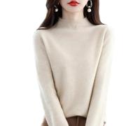 Générique Cashmere Sweaters for Women, Cashmere Sweater, Turtleneck Sweater Women's Seamless Knit Long Sleeve Soft Pullover (Beige,Grand)