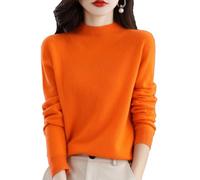Générique Cashmere Sweaters for Women Long Sleeve Half Turtleneck Knitted Pullover Soft Warm Comfort Wool Jumper Sweater Tops (Orange,M)