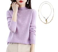 Générique Cashmere Sweaters for Women Pullover, 100% Cashmere Sweater, Turtleneck Women Seamless Knit Long Sleeve Soft Pullover(#L,M)