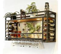 Générique Casier à vin Mural Moderne en métal, Grande capacité, à Suspendre ou à Fixer au Mur, modèle Simple avec éclairage intégré, idéal pour Bar, Restaurant et intérieur (Noir, 120 * 30 * 55+40cm)