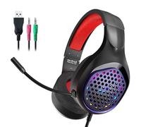 Générique Casque de Jeu Filaire avec sur l ' Oreille, lumière LED pour Tablette, Ordinateur, Suppression du Bruit, Casque de Jeu avec Microphone pour, Suppression du Bruit Filaire sur l ' Oreille