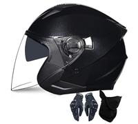 Générique Casque de Moto Rétro 3/4 à Double écran, Casque Jet Homologué ECE/Dot pour Femmes et Hommes, idéal pour Les Motos, Scooters et Cyclomoteurs Urbains 02,M